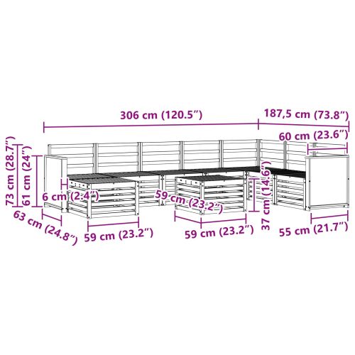 Комплект дивани за открито 7 pcs Натурално