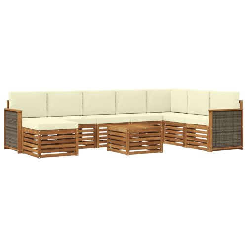 Комплект дивани за открито 7 pcs Натурален и Крема
