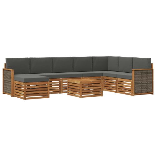 Комплект дивани за открито 7 pcs Натурален и Антрацит