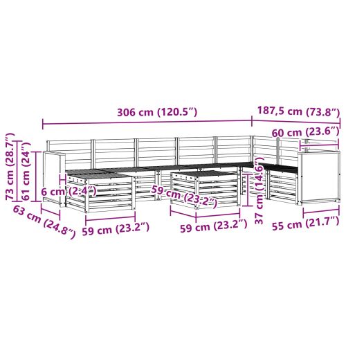 Комплект дивани за открито 7 pcs Натурално