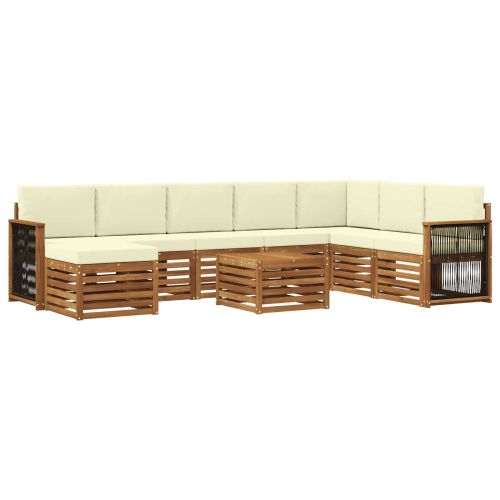 Комплект дивани за открито 7 pcs Натурален и Крема