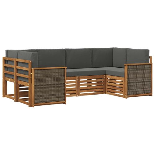 Комплект секционен диван 5 pcs Натурален и Антрацит