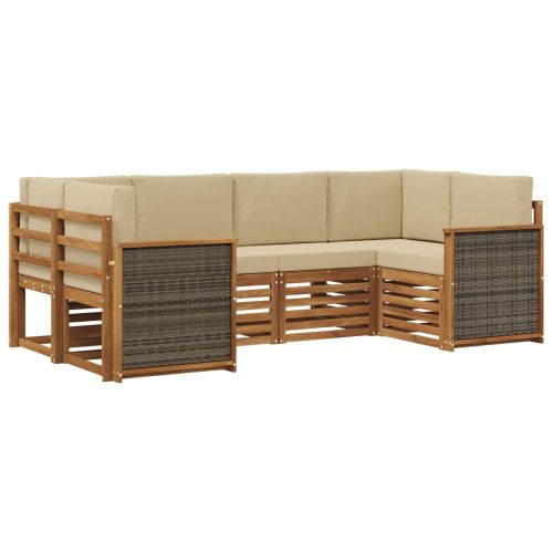 Комплект секционен диван с възглавница 5 pcs Натурално