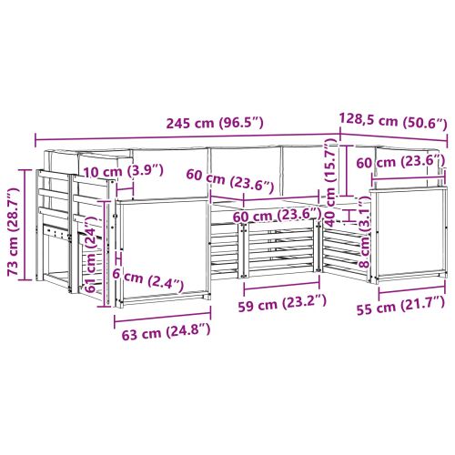 Комплект секционен диван 5 pcs Натурален и Антрацит