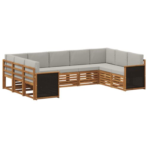 Комплект секционен диван 7 pcs Натурално и светлосиво