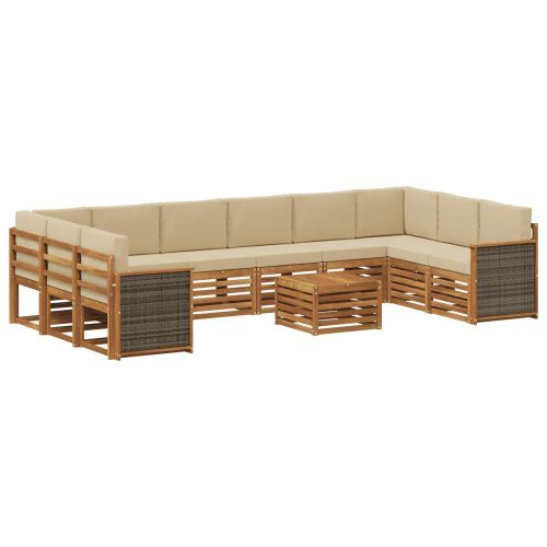 Комплект дивани за открито с възглавница 8 pcs Натурално
