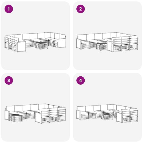 Комплект дивани за открито с възглавница 8 pcs Натурално