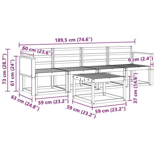 Комплект дивани за открито 4 pcs Натурално