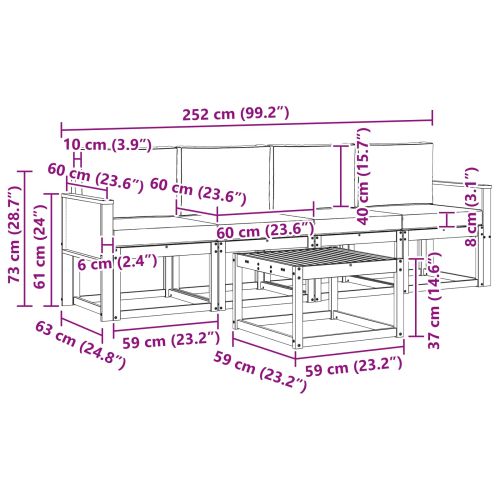 Комплект дивани за открито 4 pcs Натурален и Антрацит