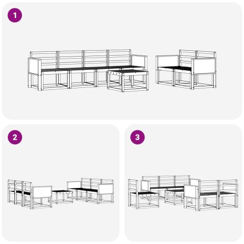Комплект дивани за открито 6 pcs Натурално