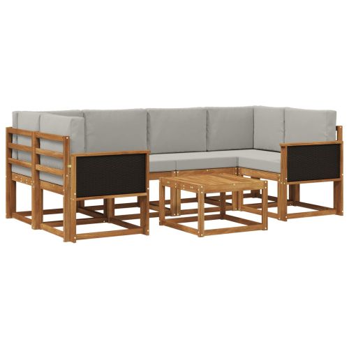Комплект дивани за открито 5 pcs Натурално и светлосиво