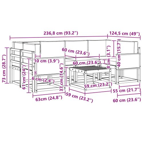 Комплект дивани за открито 5 pcs Натурален и Антрацит
