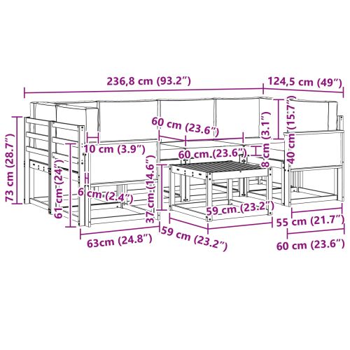 Комплект дивани за открито 5 pcs Натурален и Крема