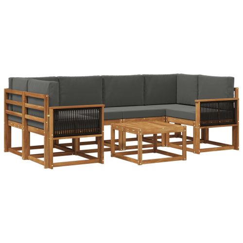 Комплект дивани за открито 5 pcs Натурален и Антрацит