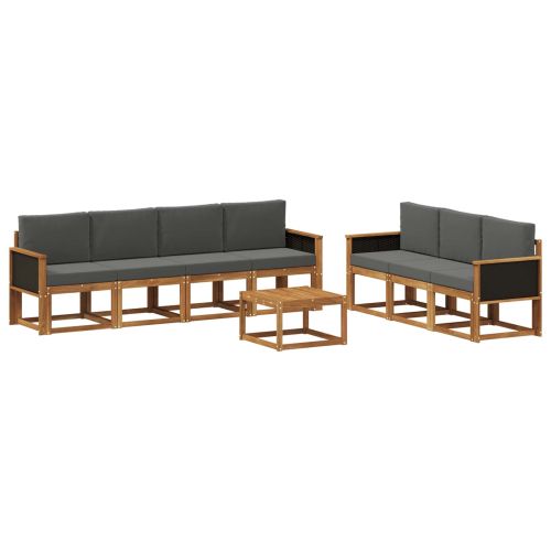 Комплект дивани за открито 7 pcs Натурален и Антрацит