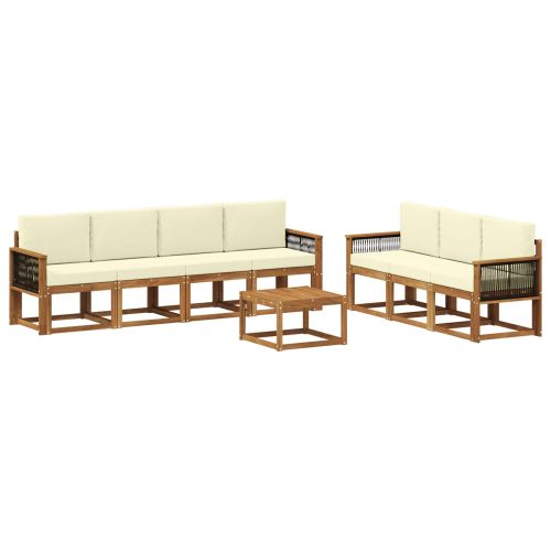 Комплект дивани за открито 7 pcs Натурален и Крема