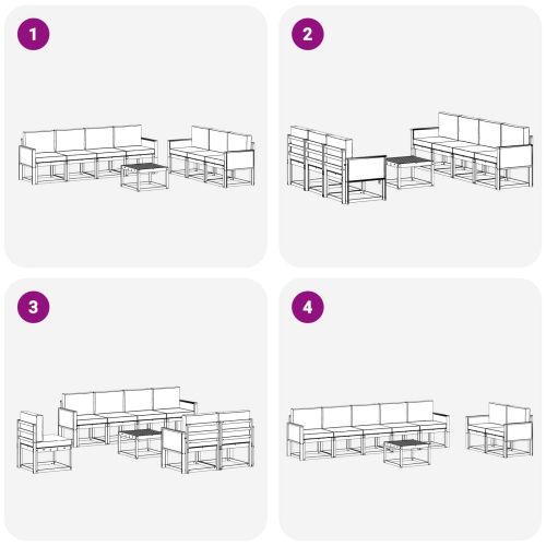 Комплект дивани за открито 7 pcs Натурално и светлосиво