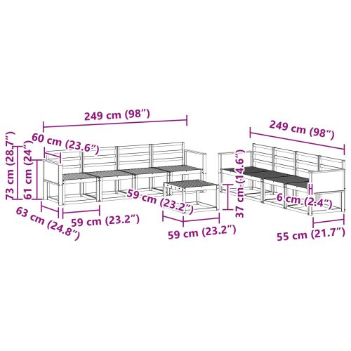Комплект дивани за открито 7 pcs Натурално