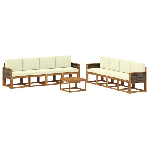 Комплект дивани за открито 7 pcs Натурален и Крема