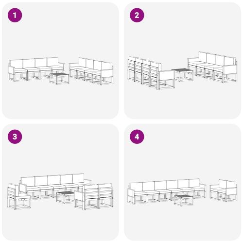 Комплект дивани за открито 7 pcs Натурален и Антрацит