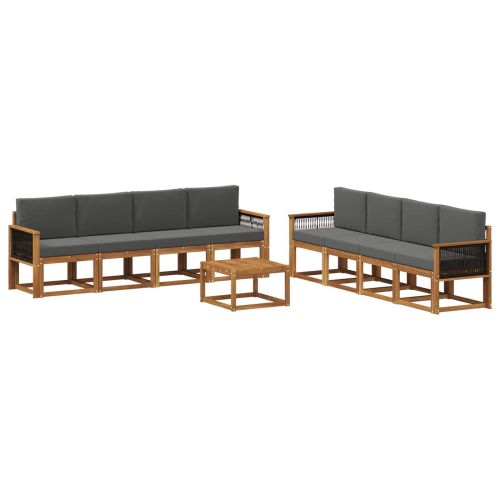 Комплект дивани за открито 7 pcs Натурален и Антрацит