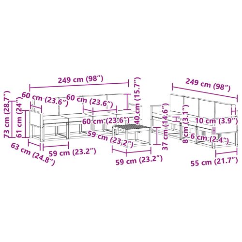 Комплект дивани за открито 7 pcs Натурален и Антрацит