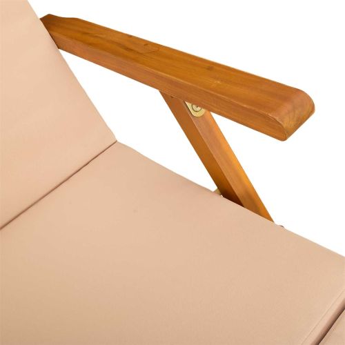Сгъваем и reclining шезлонг 2 pcs Бежово Солидно акациево дърво