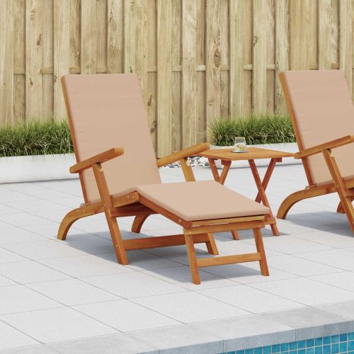 Сгъваем и reclining шезлонг 2 pcs Таупе Солидно акациево дърво