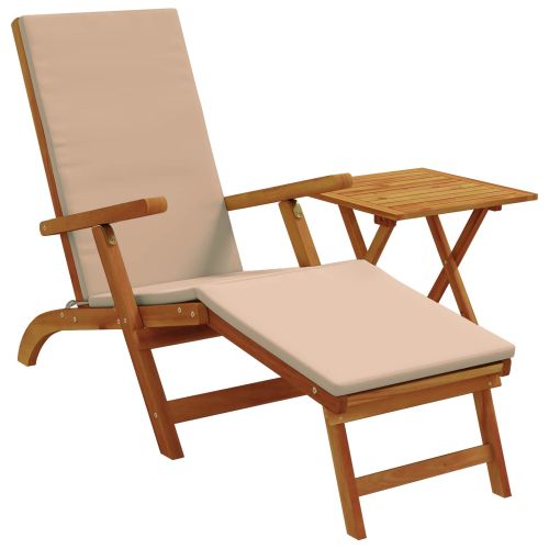 Сгъваем и reclining шезлонг 2 pcs Таупе Солидно акациево дърво