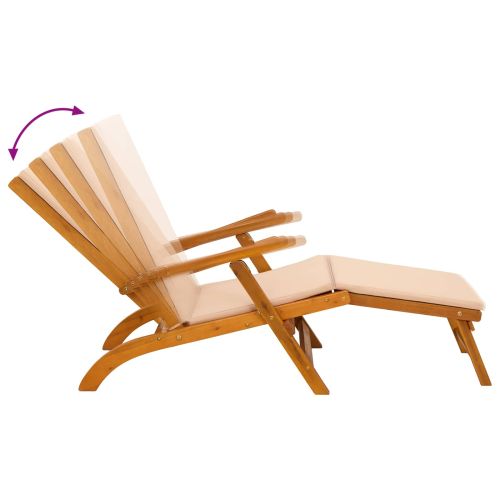 Сгъваем и reclining шезлонг 3 pcs Бежово Солидно акациево дърво