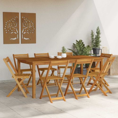 Външни бistro столове 8 pcs Натурално 40 x 53 x 80 см