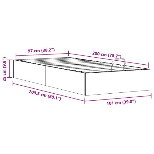 Отоман легло рамка с хранилище Бял 100 x 200 cm