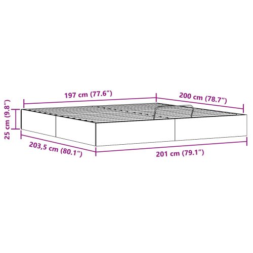 Отоман легло рамка с хранилище Естествен 200 x 200 cm