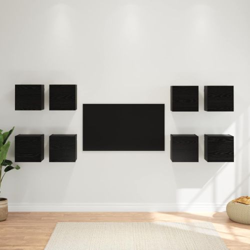 Стенен ТВ кабинет 8 pcs Черен дъб 30,5 x 30 x 30 см