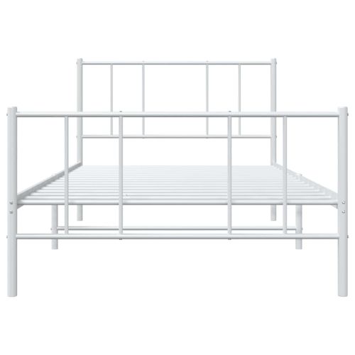 Метална рамка за легло с горна и долна табла, бяла, 100x200 см