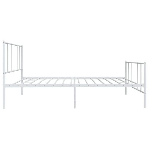 Метална рамка за легло с горна и долна табла, бяла, 100x200 см