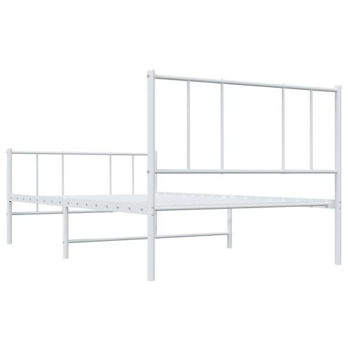 Метална рамка за легло с горна и долна табла, бяла, 100x200 см