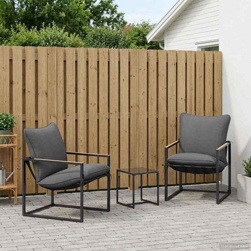 Градински Софа Комплект 3 pcs Черно и антрацит Стомана