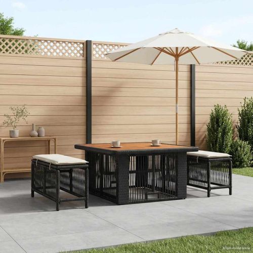 Комплект за хранене в градината 3 pcs Бежов и кремав полиратан