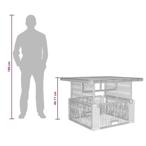 Комплект за хранене в градината 3 pcs Сив и тъмен сив полиратан