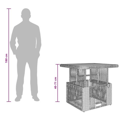 Комплект за хранене в градината 3 pcs Бежов и кремав полиратан