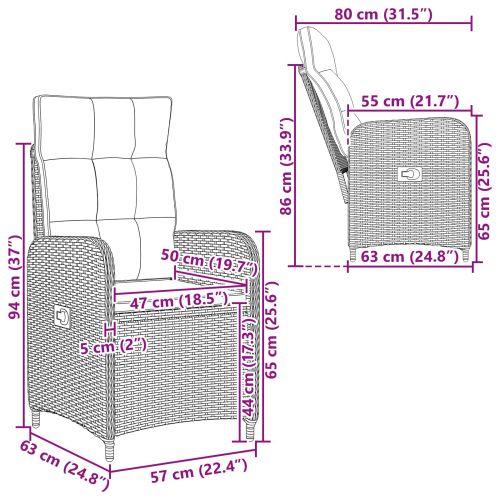 Лежанка за градина Сив и тъмен сив 57 x 63 x 94 см