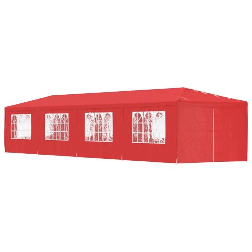 Парти шатър 1200 x 300 x 255 см Червено Полиетилен и стомана