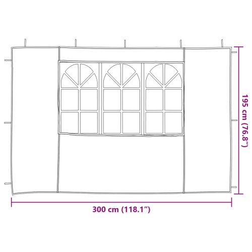 Стена на палатка за парти 2 pcs 300 x 195 см Светлосиво