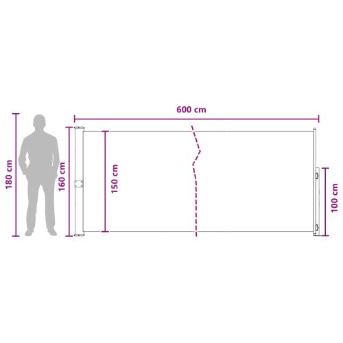 Сгъваема странична перголка Таупе 600 x 160 cm Полиестер