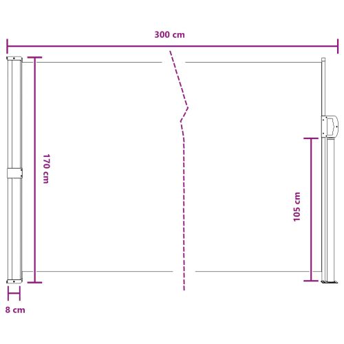 Сгъваема странична перголка Кремаво 300 x 170 cm Полиестер