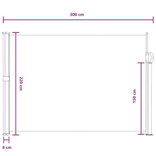 Сгъваема странична перголка Сиво 300 x 220 cm Полиестер
