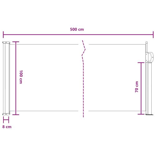 Сгъваема странична перголка Сиво 500 x 100 cm Полиестер