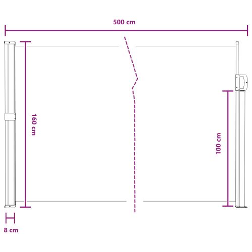 Сгъваема странична перголка Сиво 500 x 160 cm Полиестер