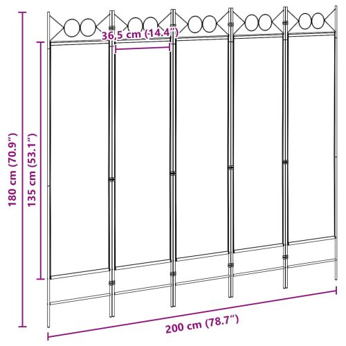 5-панелна преграда Бежово 200 x 180 cm Текстил